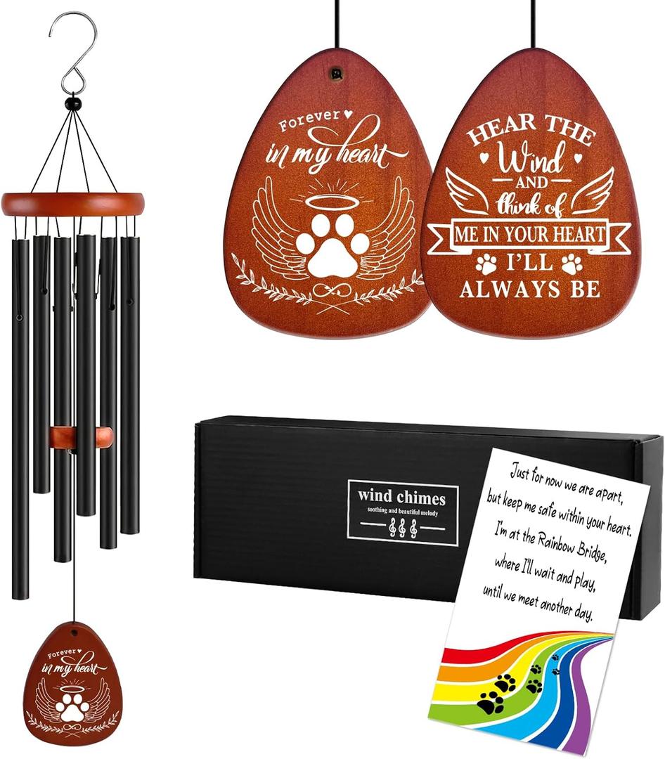 Wind Chimes for Loss of Pet Dog, Dog Memorial Sympathy Remembrance Gift, Pet Memorial Wind Chimes, Pets Passing Away Bereavement Gift for Friends Family, Wind Chimes-26"
