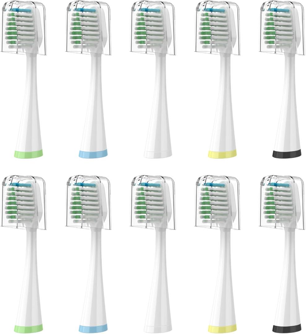 Replacement Brush Heads for Smile Bright Platinum Sonic Electric Toothbrush, Soft Bristles, 10-Pack, with Covers
