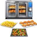 Gourmia Air Fryer French Door Toaster Oven - 6-Slice Capacity, LED Display with 14 Cooking Presets, Stainless Steel