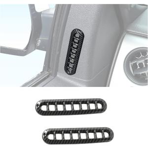 Door A/C Outlet Vent Front Side Window Air-Conditioner Vent Trim Cover for 2009-2014 Ford Raptor, Carbon Fiber, 2PCs