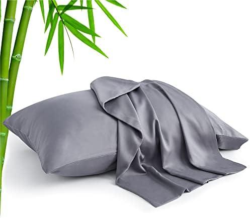 BEDELITE Cooling Pillow Cases for Hot Sleepers & Night Sweats, Rayon Derived from Bamboo, Grey Pillow Cases Queen Size of 2, Breathable and Silky Soft Envelope Pillowcases (20"x30")