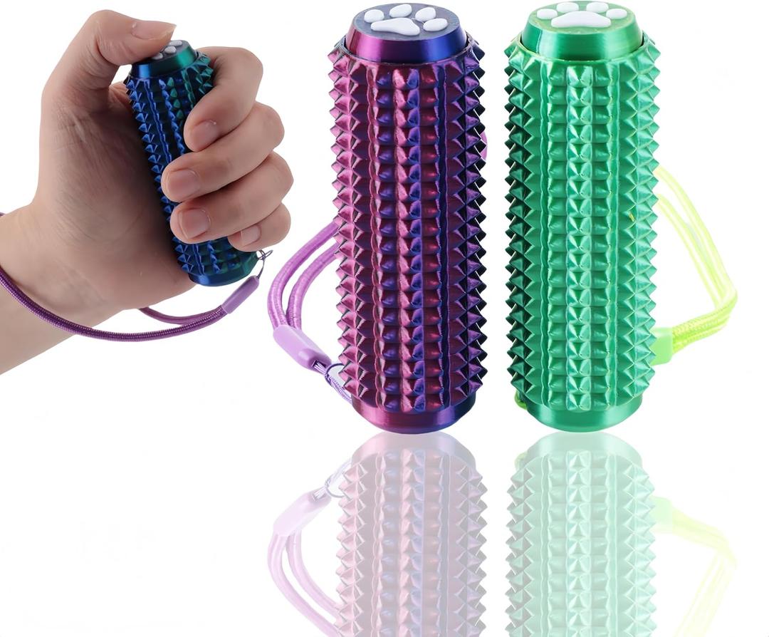 Little Ouchies Fidget Clicker (2 Pack) - Pain Stim Sensory Tool for ADHD Kids & Adults, Stress Relief Focus Keychain for Anxiety Autism, Portable Spiky Grippie Pocket Toy - Novelty Gifts for Friends (Yellow Green+red Green Blue)