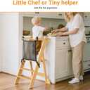 COSYLAND Foldable Toddler Kitchen Stool Helper - Height Adjustable Standing Tower for Bathroom Sink or Kitchen Counter - Step Stool for Toddlers Ages 18 Months to 6 Years Natural