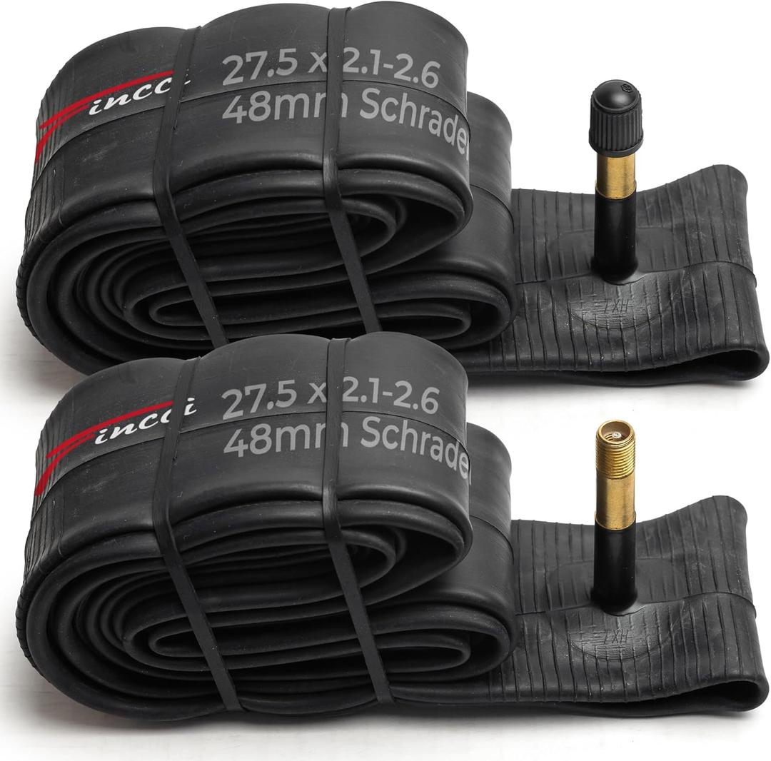 Fincci 27.5 x 2.1/2.2/2.3/2.35/2.4/2.5/2.6 Inch Bike Inner Tube  48mm Schrader Valve  Butyl Rubber  Fits Mountain & Hybrid Bikes  Pack of 2