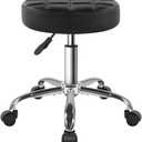 BFTOU Black Classic Swivel Stool with Wheel for Salon Work Home SPA Shop Height-Adjustable Rolling Stool Chair Small