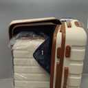 Coolife Luggage 4 Piece Set Suitcase Spinner Hardshell Lightweight TSA Lock (family set-apricot white)