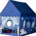 Kids Play Tent Playhouse Indoor Tent for Kids Boys Toddler, Large Castle Play House Bed Tents Spaceship Outer Space Rocket Blue, Kid Toys for Boy Girl Birthday House Gift, Blue