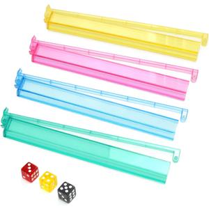 Luwigs Mahjong Racks with Pushers Enhanced Mah Jongg Tile Holders with 3 Dics Set of 7 (Multi-color)
