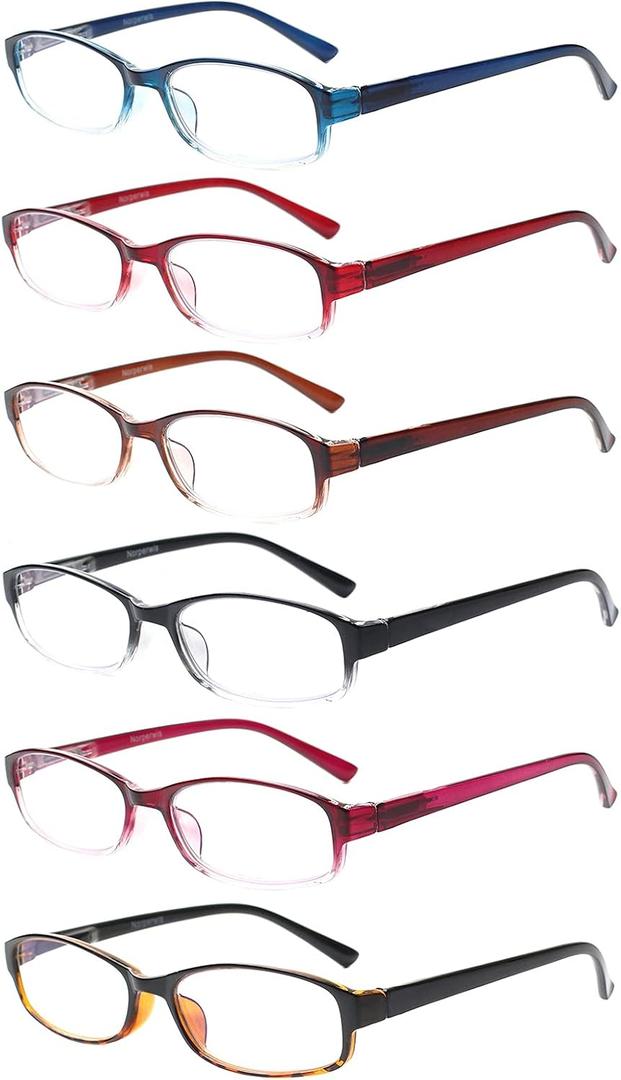 NORPERWIS 6 Pack Ladies Reading Glasses for Women Blue Light Blocking Spring Hinge Fashion Eyeglasses Readers for Women (Mix Color, 0.00)