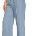 FUNYYZO Wide Leg Pants Women's High Elastic Waisted in The Back Business Work Trousers Long Straight Suit Pants (X-Large, Sky Blue (Thin))