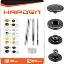 Leather Snaps and Fasteners Kit12.5mm 40 Sets Metal Snap Buttons with Setter Tools Sewing Snaps for ClothingFabricLeather, Clothes, Jackets, Bags, DIY Crafting Black Snap