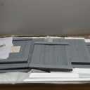 Outdoor Grill Cart, Stainless Steel Tabletop Outdoor Kitchen Island, Solid Wood Outdoor Buffet Cabinet with Lockable Wheels for Grilling, Gray-Blue