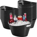 Norme 24 Pcs Oval Storage Tub with Handles 4.5L Plastic Ice Bucket, Wine, Beer, Champagne Drink Cooler for Parties, Beverage Storage Basket(Black)
