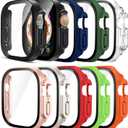 Pocoukate [9 Pack Case Compatible with 49mm Apple Watch Ultra & Ultra 2/3 with Tempered Glass Screen Protector Full Scratch-Resistant Protective Cover Bumper for Apple Watch 49 mm