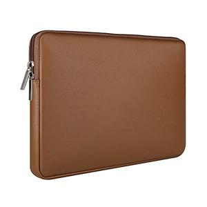 RAINYEAR 15.6 Inch Laptop Sleeve Soft PU Leather Case Protective Water Resistant Zipper Padded Cover Carrying Bag Compatible with 15.6" Notebook Computer Chromebook(Brown)