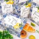 AnyDesign 12 Pack Lemon Thank You Gift Bags Blue Tiles Paper Bag with Handle Candy Goodie Treat Bags for Celebration Wedding Birthday Baby Shower Party Favor Supplies, 5.9 x 8.3 x 3.1 Inch