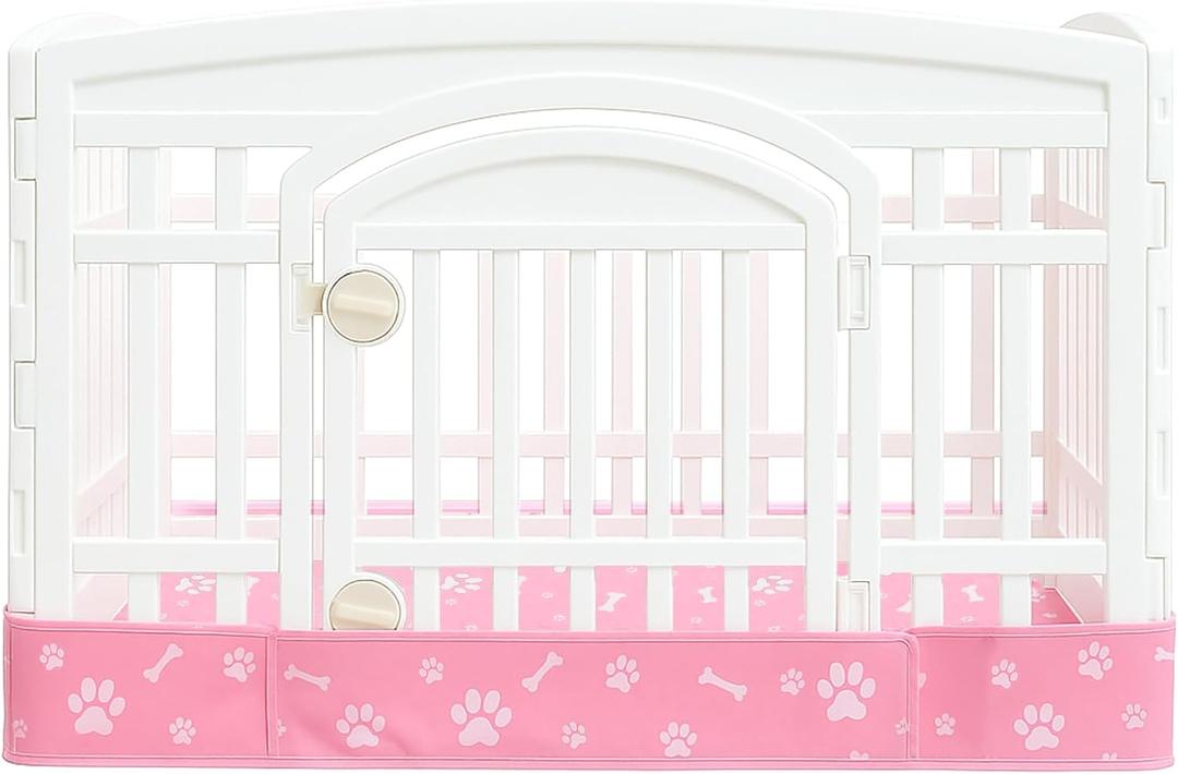 Dog Playpen Bottom Pad Mat for 36" 4-Panel Playpens - Scratch & Chew-Resistant Puppy Pen Floor Mat with Hook & Loop Fasteners, Waterproof & Leakproof, Non-Slip (Pink) (Playpen Not Included)