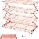 Geesta 2/3/4-Tier Collapsible Cooling Rack with Adjustable 3 Setting Design Stackable Cooling Roasting Cooking for Cookies Baking - Copper Cooking Utensils (Rose Gold)