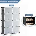 DUMOS 8-Tier Shoe Storage Cabinet with Door, Stackable, 32 Pairs, Black