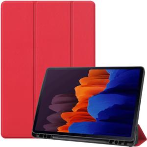 Tablet Cover for Samsung Galaxy Tab S7 FE 2021 SM-T730 T736,Folio Stand Lightweight Leather Case for Samsung Galaxy Tab S7 Plus 12.4" S7+ 2020 SM-T970 T975 T976 T978 (TPU-Red)