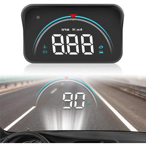 Car Head Up Display HUD Large Screen Digital Speedo Meter Speedometer Display with MPH, M8 Gauge Speed/RPM/Voltage Warning Dash Screen Projector for All Vehicle, USB Cable Plug & Play