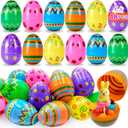 48 PCS 3" Plastic Printed Easter Eggs Fillable Easter Eggs Bright Colorful Empty Plastic Eggs Bulks Easter Hunt for Kids Teens Boys Girls Toddler Easter Basket Stuffers Party Favor