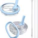 2 Pack 40 oz Tumbler Lid Replacement, with Leak Proof and Flip Straw Lid, Stanley Cup Accessories, for Stanley Quencher H2.0 40 oz Tumbler (Only), BPA Free (Light Blue)