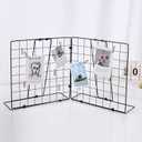 Photo Display Rack, Note Display Rack, Double-sided Photo Metal Rack, Suitable for Use As a Home Desk Photo Organizer, With 20 Wooden Clips, Black