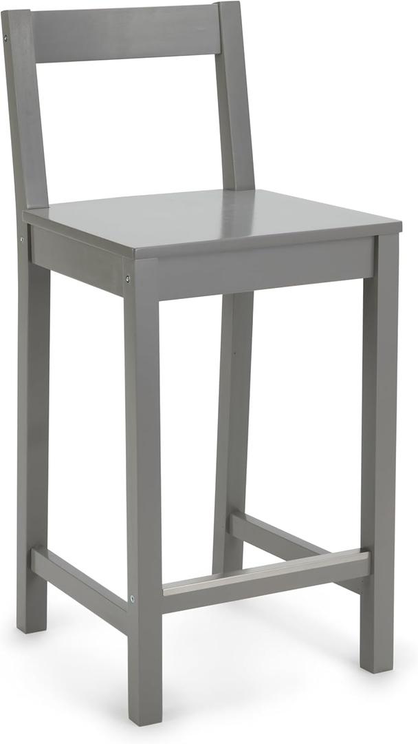 Amazon Basics Wooden Bar Stool with Backrest 24", Grey, 1 Unit, 1 Pack