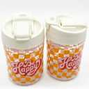 Retro "Be Happy" Mini Glass Storage Jars (Pack of 2)