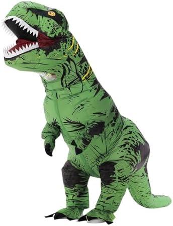 Servllcell Inflatable Dinosaur Costume for Kids/Teens,Halloween Costumes T Rex Blow Up Costumes for Boys Girls,Cosplay(Green)