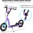 JOYSTAR Kick Scooter for Kids 5+ Teens & Youth, Lightweight Kids Scooter with Adjustable Handlebar, 2 Wheel Scooter for Boys & Girls, 12" Inflatable Wheels Rear Drum Brakes