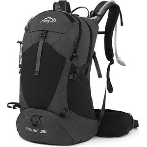 Hiking Backpack,35L Waterproof Hiking Daypack with 3L Water Bladder and Rain Cover, Lightweight Travel Camping Backpack for Men Women (Black)