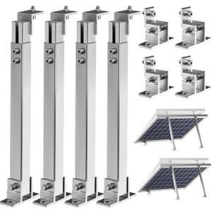 2 Set Adjustable Solar Panel Tilt Mount Brackets Aluminum Alloy Mounting Bracket Stand Systems Support 50W 70W 100W 150W 200W 300W 400W Panels for Roof/Boat/Flat Surface