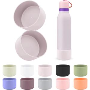 2pcs Silicone Boot Compatible with Owala FreeSip Twist 24oz, Anti-Slip & Anti-Scratches Protective Sleeve Bottom Cover for Owalaa FreeSip Twist Water Bottle (Dreamy Field)