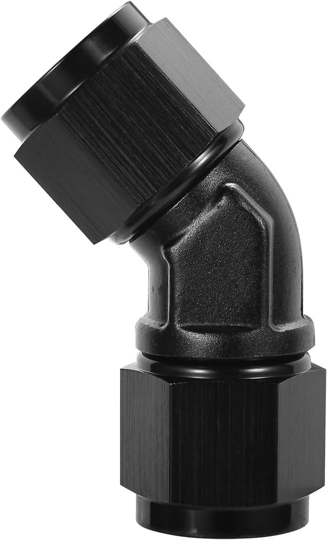 EVIL ENERGY 8AN Female to 8AN Female 45 Degree Low Profile Swivel Coupler Union Fitting Adapter Aluminum Black