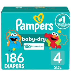 Pampers Diapers - Baby Dry - Size 4, 160 Count, Absorbent Disposable Infant Diaper (Packaging May Vary)