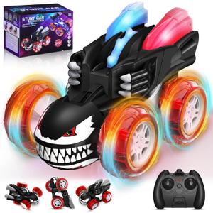 Remote Control Car for Boys, 2.4GHz RC Cars with 360 Flips, 4WD LED Lights Cool Stunt Toys, Rechargeable USB-C, Monster Truck Toy, Birthday Gift for Kids Ages 3-8