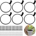 TIHOOD 6 Pack 6 inch Flower Pot Holder Ring, Flower Pot Holder Ring Wall Mounted Set Wall Mounted Metal Planter Hanger Matte Black Hanging Plant Holder