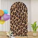 Leopard Beautiful Skin Pattern Elegance Seamless 6.6FT Wedding Arch Cover Spandex Fitted Fabric Round Top Stretchy Backdrop Stand Covers for Wedding Birthday Party Decoration