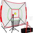 6x6FT Baseball Net, Baseball & Softball Training net with Batting Tee, Strike Zone & Circular Target and Weighted Ball, Portable Design with Compact Storage,Great for Kids