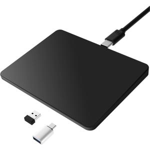 MICROPACK Digitally Yours Tri-Mode Wireless Trackpad, Bluetooth / 2.4G USB/Wired Touchpad Mouse Rechargeable for PC Laptop Desktop Tablet, Compatible with Windows macOS iPadOS (Black-2)