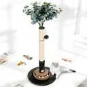 35 Inch Cat Scratching Post, Eucalyptus Sisal Rope Cat Tree Tower with Hanging Ball & Interactive Mouse Toy, Durable Scratcher for Indoor Adult Cats