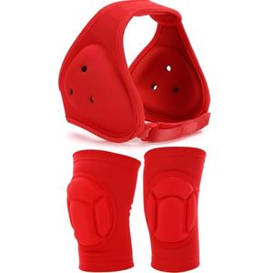 VioraWhite Wrestling Headgear for Kids Youth with Protective Knee Pads Soft Grappling Headgear Wrestling Ear Protection Thick Sponge Anti Slip Knee Sleeve for Sparring Brazilian Jiu Jitsu (Red)