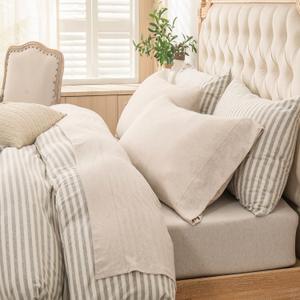 PURE ERA Jersey Knit 4pc Bed Sheet Set 100% T-Shirt Heather Cotton Super Soft Comfy Breathable Fits Mattress Up to 20" Extra Deep Pocket (Heather Beige, King)