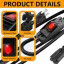 6.56 FT Waterproof Extension Cord with Switch, 1250W/10A Heavy Duty 3 Prong Plugs, 18/3 SJT Extension Cord, UL Listed, Indoor/Outdoor Use (Black)