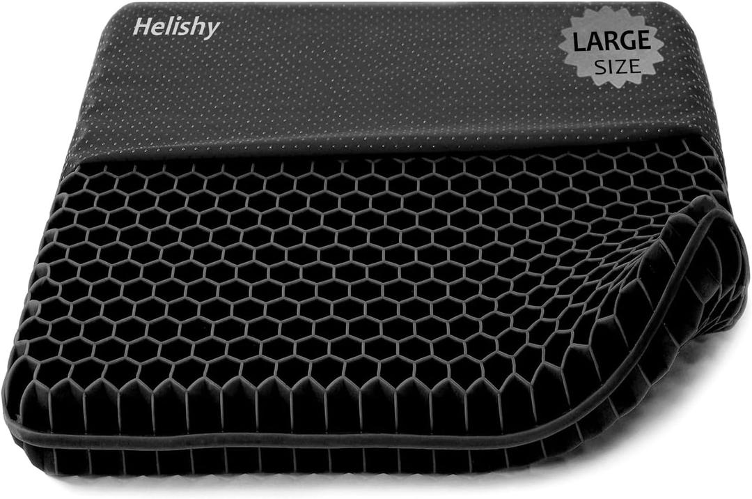 Extra Large Gel Seat Cushion, 17x17inch Double Thick Egg Gel Cushion for Pressure Pain Relief, Breathable Wheelchair Cushion Chair Pads for Car Seat Office Chair (Black) (Extra large (17x17x1.7inch), 2-black)