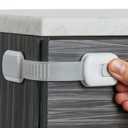 Child Safety Strap Locks (8 Pack) Baby Locks for Cabinets and Drawers, Toilet, Fridge & More. 3M Adhesive Pads. Easy Installation, No Drilling Required, White/Gray