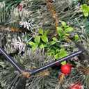 Outdoor Christmas Tree Frosted Urn Filler 2 Set, Pre-lit Artificial Xmas Tree with Cones & Red Berries, Small Christmas Tree with 70 Warm Lights