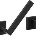 Toilet Paper Holder Wall Mount Matte Black, Stainless Steel Toilet Tissue Roll Holder Bathroom Square Toilet Paper Towel Roll Holder, Double Post Pivoting Tissue Handle